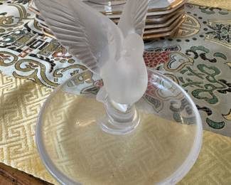 Frosted Glass Leaping Fish on Circular Base