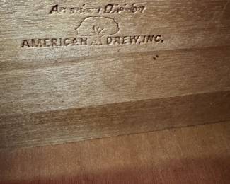 $300, American Drew Oak Nightstand End Table with Brass Hardware and Cabinet Door