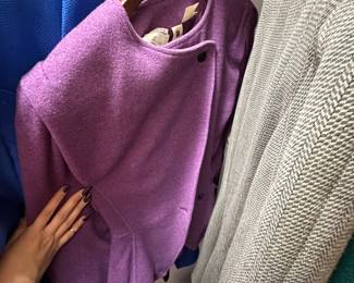 Purple Wool Asymmetrical Collar Coat