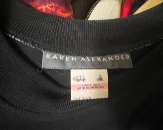 Black Knit Ribbed Neckline Dress by Karen Alexander
