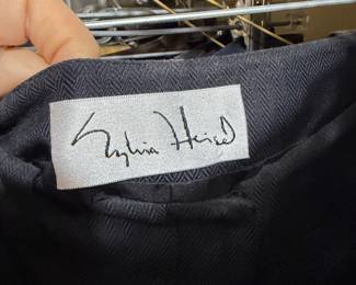 Sylvia Heisel Black Herringbone Wool Tailored Trousers