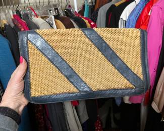 $45, Silvia Brasl São Paulo Woven Straw and Leather Clutch Envelope Bag Made in Brazil Boho Resort Purse