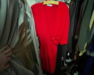 Red Jersey Wrap Dress with Draped Waist