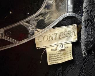 Contessa Black Floral Lace Evening Dress Made in France