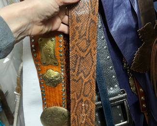 Brown Snakeskin Pattern Leather Belt