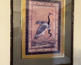 $300, Crane Birds Decorative Wall Art with Bamboo Style Frame and Gold Matting