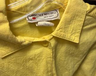 Yellow Textured Cotton Blouse by Lawrence Mitchell New York.