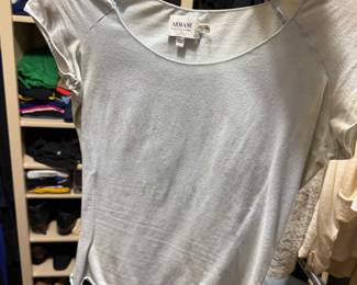 Armani Collezioni Light Blue Scoop Neck Knit Top