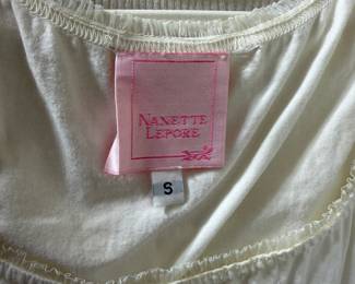 Nanette Lepore Silk Ruffle Neck Top in Cream