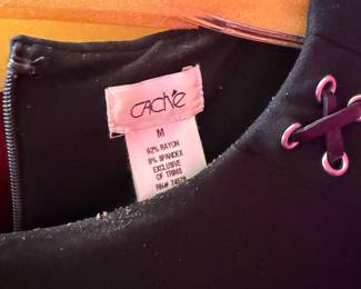 Black Rayon Spandex Dress with Lace-Up Shoulder Detail