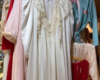 White Satin and Lace Floor-Length Nightgown