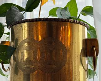 $75, Planter with Mid Century Modern Geometric Motif Handles and Rolled Rim