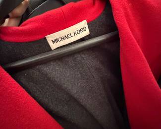 Red Wool Michael Kors Coat with Charcoal Lining