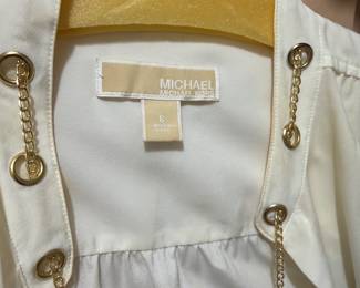 Michael Kors Off-White Blouse with Gold Chain Detail