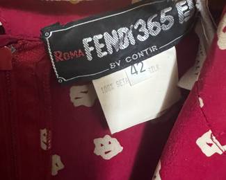 Magenta Silk Abstract Patterned Italian Dress