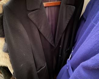 Black Wool Blend Tailored Overcoat with Notched Lapel