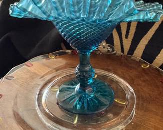 $50, Pedestal Bowl with Ruffled Edge Centerpiece Dish