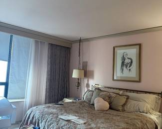 MCM  MASTERCRAFT BRASS GREEK KEY KING Headboard $1200 and Upholstered Bench