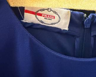 Prada Royal Blue Textured Crepe Sleeveless Dress