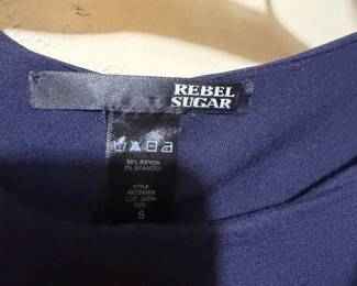 Rebel Sugar Navy Rayon Spandex Knit Top