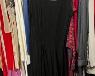 Sleeveless Black Jersey Pleated A-Line Dress