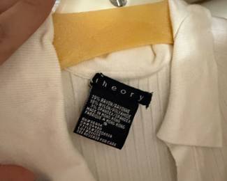 Theory Ribbed Rayon Blend Polo Cardigan