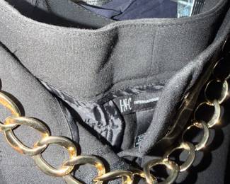 Black Trousers with Gold Chain Waist Detail