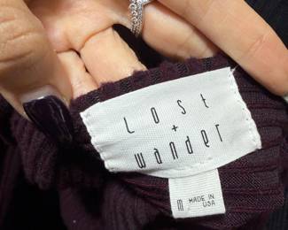 Lost + Wander Maroon Ribbed Knit Top