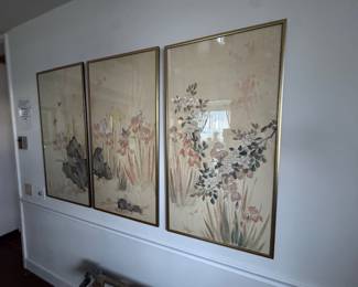 $1200, Monica Liu Framed Floral Panel Triptych Wall Art Set