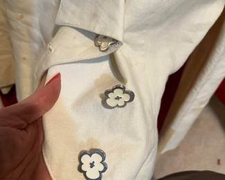 White Cotton Jacket with Enamel Daisy Buttons