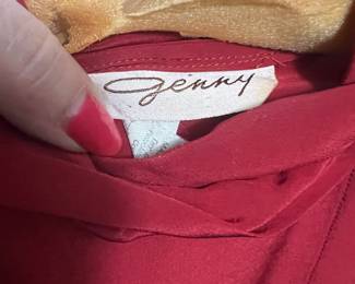 Genny Red Silk Blouse with Draped Neckline