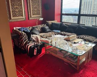 Zebra Print Upholstered L-Shaped Sectional Sofa modular sofa, 'Playboy', Dux, 1970's/80's. Dolce & Gabbana style $3000