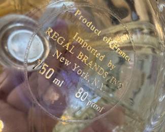 French Glass Spirit Bottle with Gilded Base
