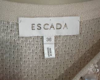 Escada Cream Boucle Knit Embellished Top Made in Germany