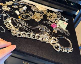 Silver-Tone Costume Jewelry Collection with Chain Necklace