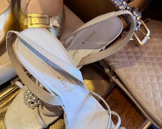 Embossed Leather Judith Leiber Pearl Slingback Heels