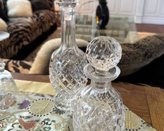 Diamond Cut Lead Crystal Decanters with Stoppers