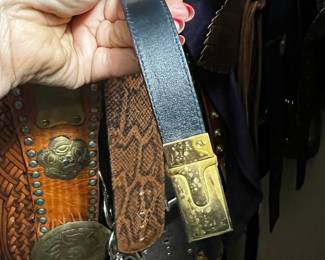 Black Leather Belt with Gold Toned T Buckle