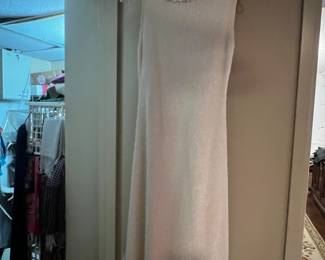 Sleeveless Metallic Shimmer Knit Sheath Dress
