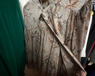 Floral Printed Long Sleeve Button Front Pleated Dress
