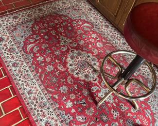 Persian Style Red Medallion Rug with Floral Border