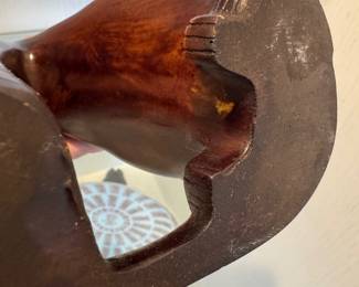 Stylized Hand Carved Hardwood Bear Sculpture
