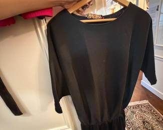 Black Knit Dolman Sleeve Dress with Elastic Waist