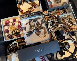 Beaded and Resin Costume Jewelry Collection in Boxes