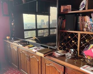 Dark Oak Finish Modular Library Unit with Wine Storage