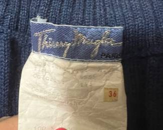 Thierry Mugler Blue Ribbed Wool Knit Skirt