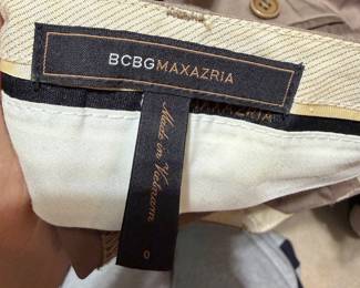 BCBGMAXAZRIA Khaki Cotton Blend Trousers Size 0