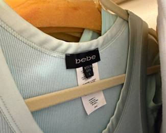 Bebe Ribbed Knit Sleeveless Top in Light Blue