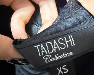 Black Mesh and Jersey Tadashi Collection Gown