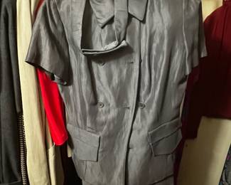 Short Sleeve Double Breasted Charcoal Jacket with Belt